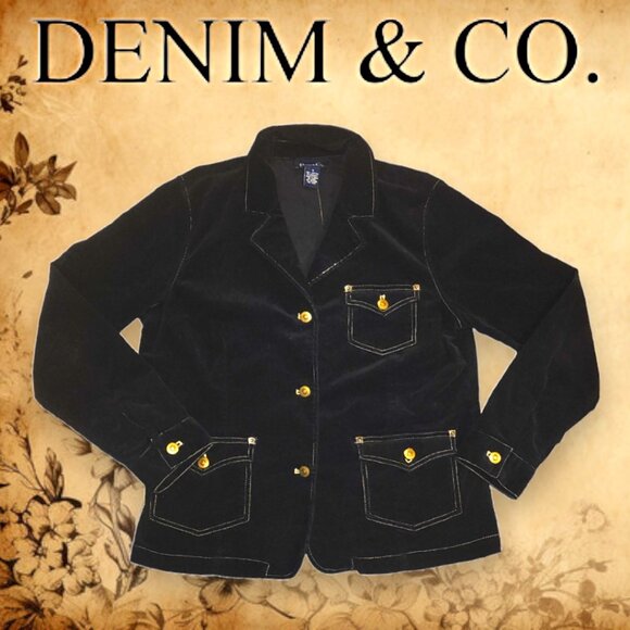 Women's Denim & Co Lightweight Black Corduroy Jacket Size: Small - Picture 1 of 12